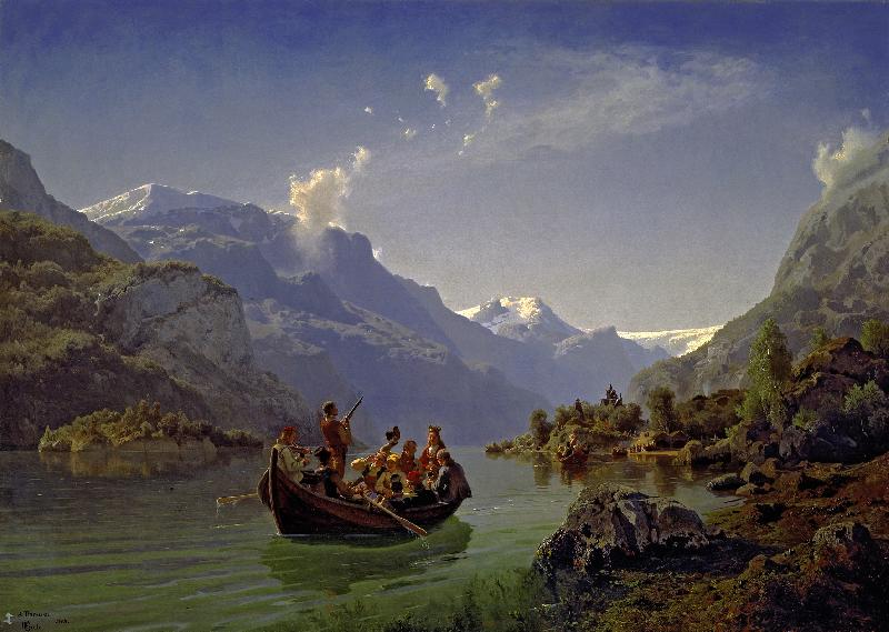Hans Gude Brudfarden i Hardanger oil painting picture